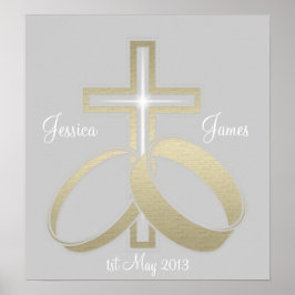 Gold Wedding Rings en Cross- Poster