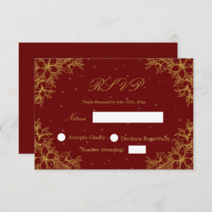 Gold Wedding RSVP met  Floral graphics