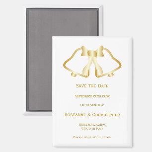 Gold Wedding Save The Date Magneet Bells Ribbon