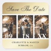 Gold Wedding Save the Date Photo Stickers (Voorkant)