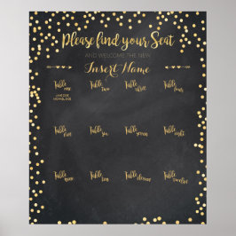 Gold Wedding Seating Chart Poster