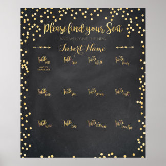 Gold Wedding Seating Chart Poster