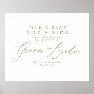 Gold Wedding Sign - Kies een stoel zonder zijkant Poster
