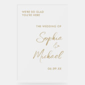 Gold Wedding Welcome Frosted Acryl Bord (Voorkant)