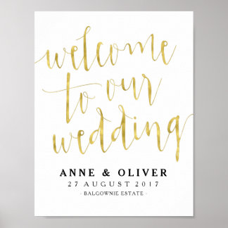 Gold Wedding Welcome Sign Rustic Poster