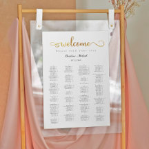 Gold Welcome Alfabetical Seating Charts