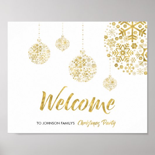 Gold Welcome Sign voor kerstfeest Poster (Voorkant)