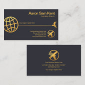 Gold Wereldbol Hawk Supply Line Blue Import Export Visitekaartje (Voorkant / Achterkant)