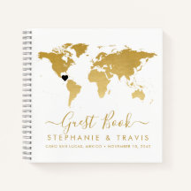 Gold Wereldkaart Heart Destination Guest Book
