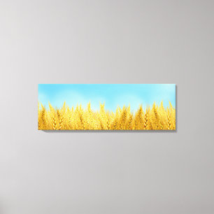 Gold Wheat Field Blue sky Oil Painting Summer Canvas Afdruk