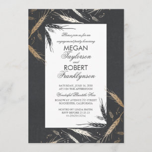 Gold Wheat Rustic Moderne Herfst Engagement Party Kaart