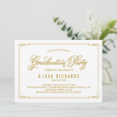 Gold Whimsical Border and Script Afstuderen Kaart (Staand voorkant)
