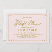 Gold Whimsical Borders Bridal Shower Invitation Kaart (Voorkant)