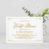 Gold Whimsical Borders Bridal Shower Invitation Kaart (Staand voorkant)