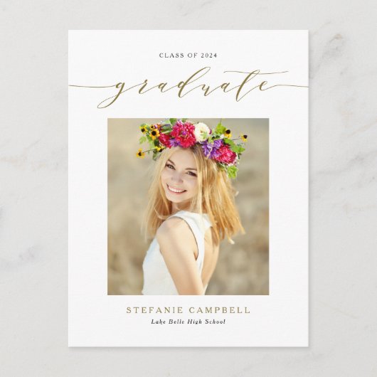 Gold Whimsical Script Class of 2023 Afstuderen Briefkaart (Voorkant)