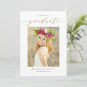 Gold Whimsical Script Photo Afstuderen Aankondiging (Staand voorkant)