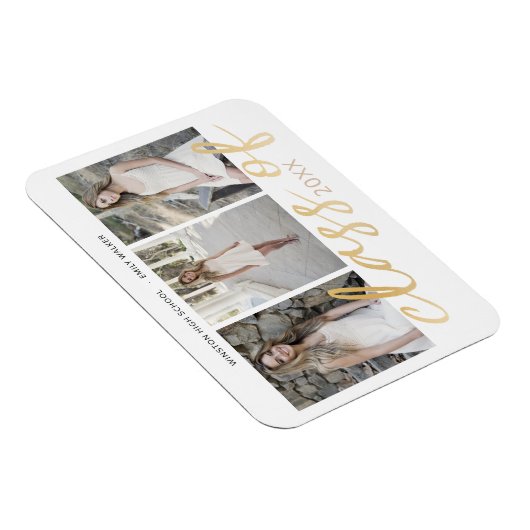 Gold Whimsical Script Photo Afstuderen Magnet Magneet (Rechterzijde)