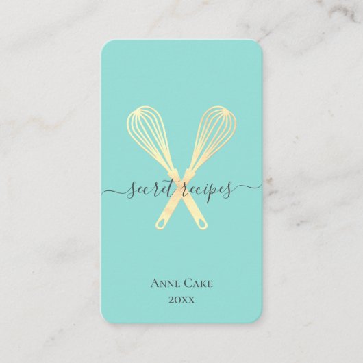 Gold Whisk Bakery Chef Caterer Editable Qr Code Visitekaartje (Voorkant)