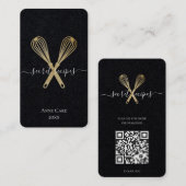 Gold Whisk Bakery Chef Caterer Editable Qr Code Visitekaartje (Voorkant / Achterkant)