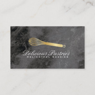 Gold Whisk Culinaire Master Black Marmer Visitekaartje