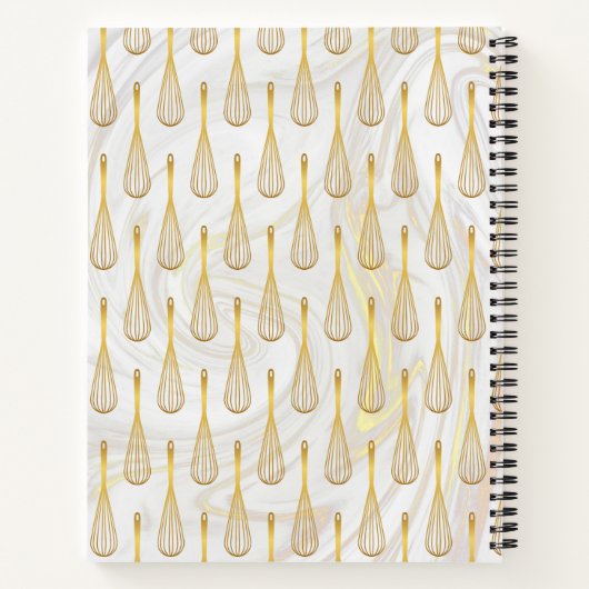 Gold Whisk Pattern Marble Swirls Recippe Notitieboek (Achterkant)