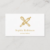 Gold Whisk Rolling Pin Bakery Chef Cateraar Visitekaartje (Voorkant)