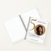 Gold White 50th Birthday Script Elegant Guestbook Notitieboek (Binnen)