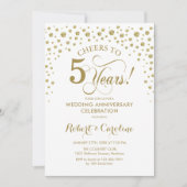 Gold White 5th Anniversary Celebration Invitation (Devant)