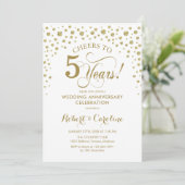 Gold White 5th Anniversary Celebration Invitation (Debout devant)