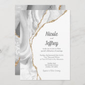 Gold & White Agate Élégante invitation de mariage (Devant / Derrière)