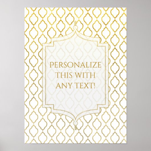 Gold & White Arabian Moroccan Theme Custom Party Poster (Voorkant)