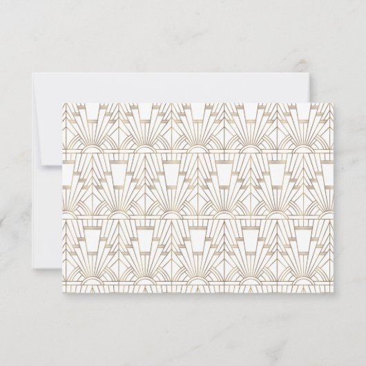 Gold White Art Déco Gatsby 20s Style Wedding RSVP (Dos)