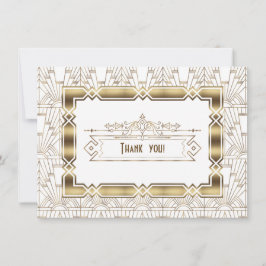 Gold White Art Deco Great Gatsby 1920s Hartelijk d Bedankkaart