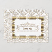 Gold White Art Déco Great Gatsby Merci des années  (Devant / Derrière)