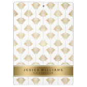 Gold & White Art-Deco Leafs Pattern Klembord (Achterkant)