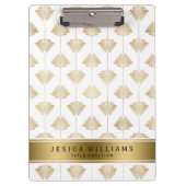 Gold & White Art-Deco Leafs Pattern Klembord (Voorkant)
