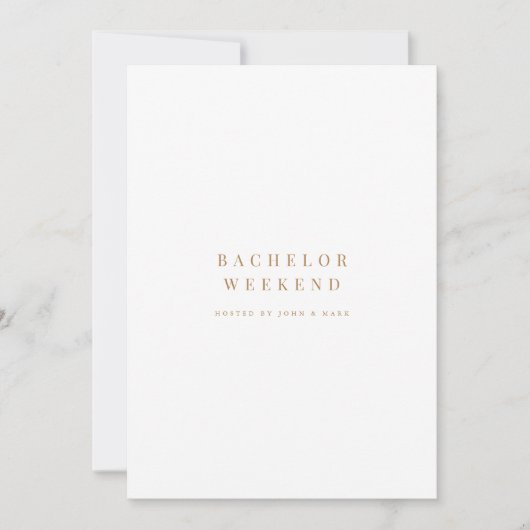 Gold & White Bachelor Weekend Invitation Kaart (Voorkant)