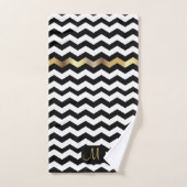 Gold, White & Black Chevron Design (Serviette à main)