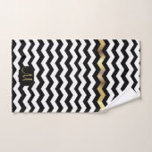 Gold, White & Black Chevron Design (Serviette à main)