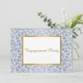 GOLD WHITE BLUE LACE ENGAGTY KAART (Staand voorkant)