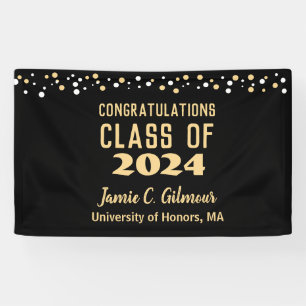Gold White confetti Gefeliciteerd Afstudeerder Spandoek