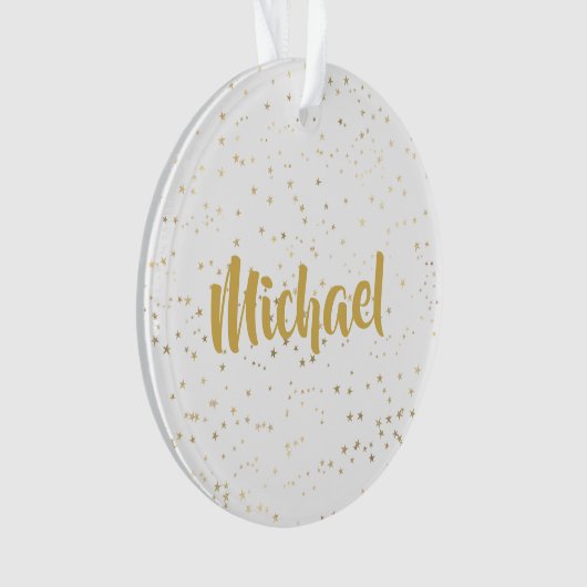Gold White Custom Name Monogram Ornament (voorkant)