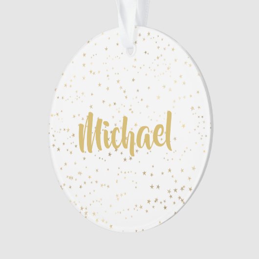 Gold White Custom Name Monogram Ornament (voorkant)