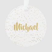 Gold White Custom Name Monogram Ornament (voorkant)