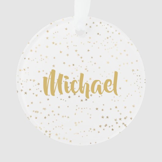 Gold White Custom Name Monogram Ornament (voorkant)