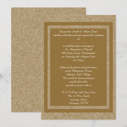 Gold White Custom Pattern Elegant bruiloft Kaart (Voorkant / Achterkant)