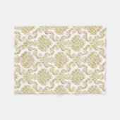 Gold & White Damask Pattern {kies uw kleur} Fleece Deken (Voorkant (Horizontaal))