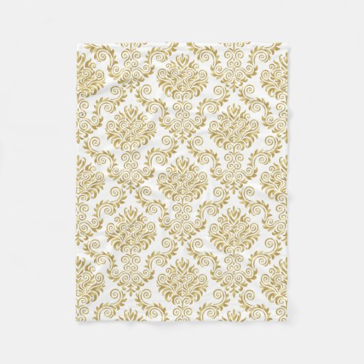 Gold & White Damask Pattern {kies uw kleur} Fleece Deken (Voorkant)