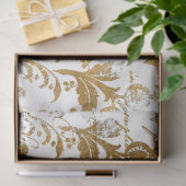  Gold White Damask Script textuurpatroon Tissuepapier (Geschenk)