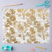 Gold White Damask Script textuurpatroon Tissuepapier (Craft)